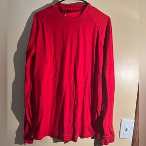 Men’s Under Armour Red Long Sleeve Mock Neck Athletic Shirt Size Large